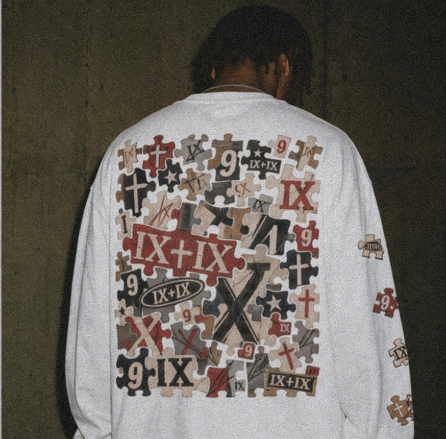 “9ine” Lost Pieces Oversized  Long Sleeve T-Shirt