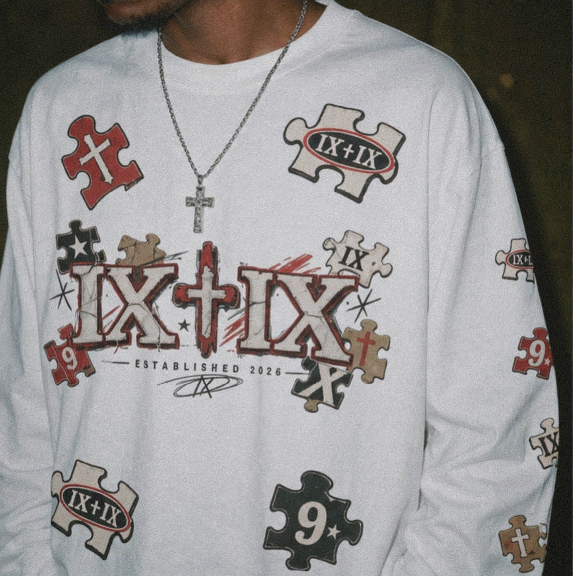 “9ine” Lost Pieces Oversized  Long Sleeve T-Shirt
