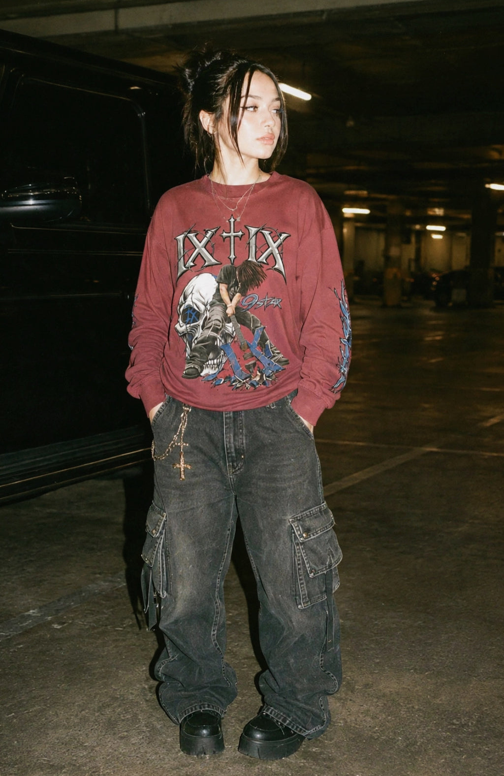 “9ine” Star Oversize Long Sleeve T-Shirt