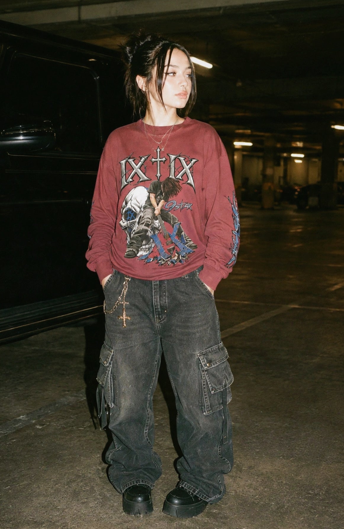 “9ine” Star Oversize Long Sleeve T-Shirt
