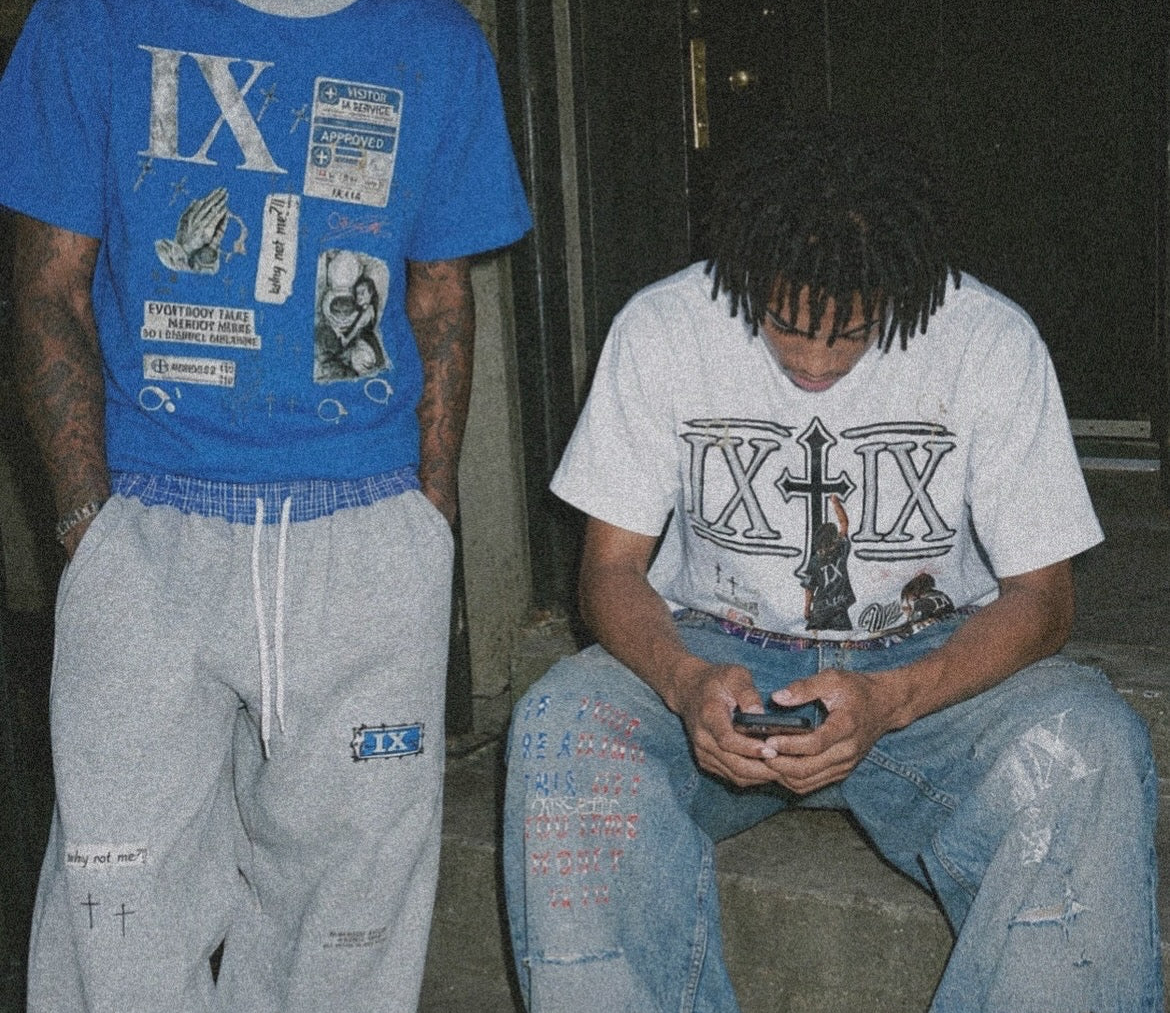“9ine” Why Not Me? Plaid Waistband Barrel Sweatpants